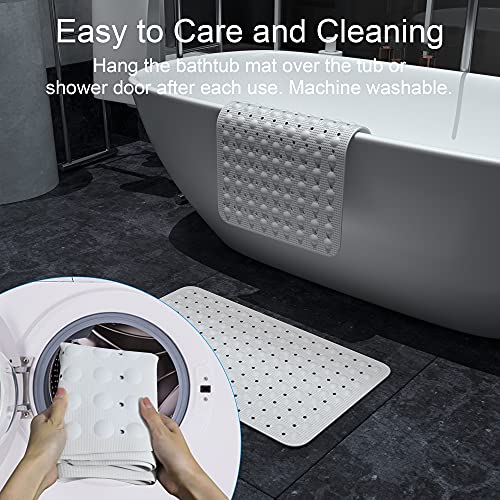 Joycano Non Slip Rubber Bathtub Mat Shower Tub Mat Baby Bath Mat, 100% Natural Rubber No Chemical Smells Perfect For Baby And Elder, With Suction Cups, Machine Washable, 28 X 16 Inches, White #TOP5