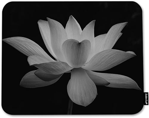 Miniatura 1 de Beabes Lotus - Alfombrilla cuadrada para mouse de escritorio, diseño de flores de loto en blanco y negro, para trabajar y jugar, accesorios de