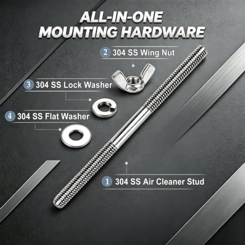 Image of Air Cleaner Stud Kit,18-8 Stainless Steel,Air Cleaner Mounting Bolt,6 inch | 304(18-8) Stainless Steel Bolts & Hardware For Long-Lasting Durability,1Pack