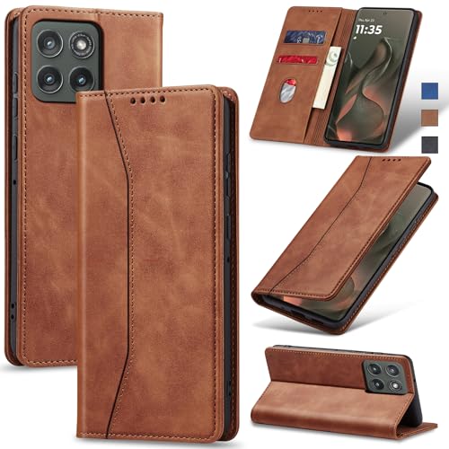 Image of Jasonyu Flip Wallet Case for Motorola Edge (2025) /60 /60 Pro /Fusion,Brown