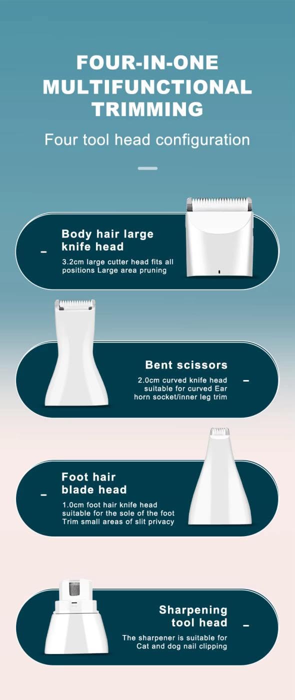 Meraki Quiet Cordless Dog Grooming Kit 4 in 1 Rechargeable- Paw Trimmer, Dog Nail Grinder, Small Pet Clippers & Shaver - Image 3