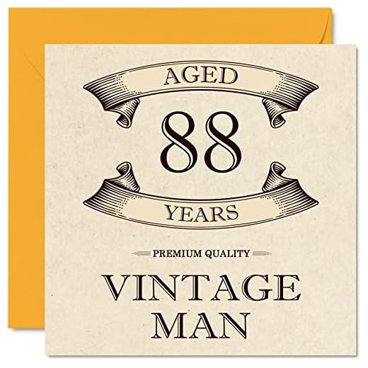 Tarjetas de cumpleaños vintage de 88 años para hombres, de 88 años, divertida tarjeta de cumpleaños para abuelo, papá, marido, tío, tarjetas de felicitación de 145x145 mm, tarjeta de cumpleaños de 88
