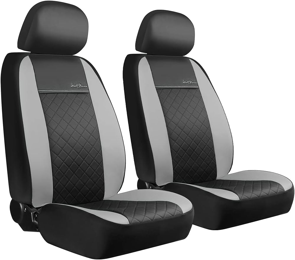 GIANT PANDA Front Car Seat Covers, Bucket Seat Covers, Leather Low Back Auto Seat