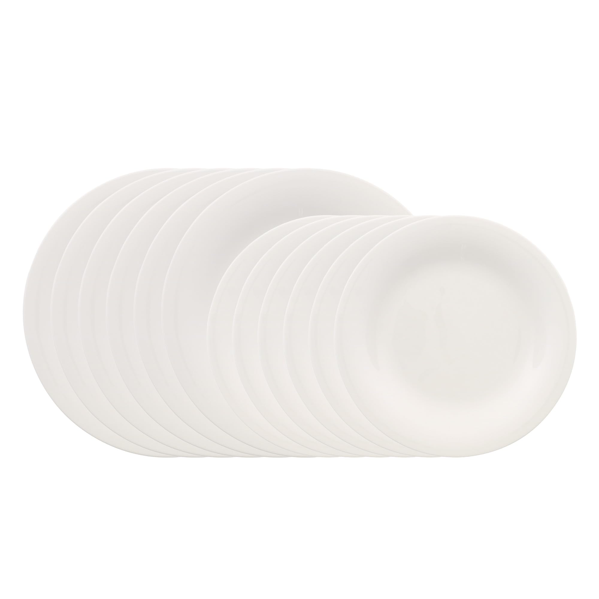 Like. by Villeroy & Boch – Essential Plate Set, 12 Pieces, White, Dishwasher-Safe & Microwave-Safe, Clear Shape for a Variety of Dishes, Premium Porcelain