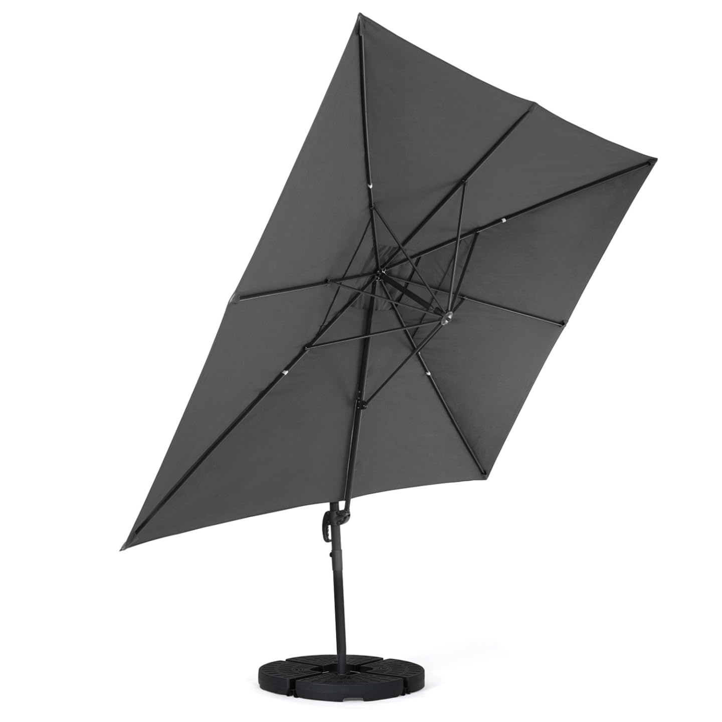 IDMarket - Parasol déporté inclinable rotatif 360 CALVI gris 3x3 M