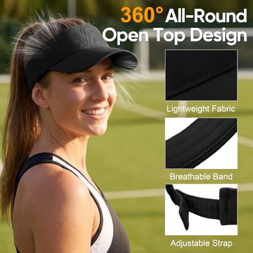 Image of Cooraby Sports Sun Visor Hats Adjustable Sun Visor Caps for Women and Men