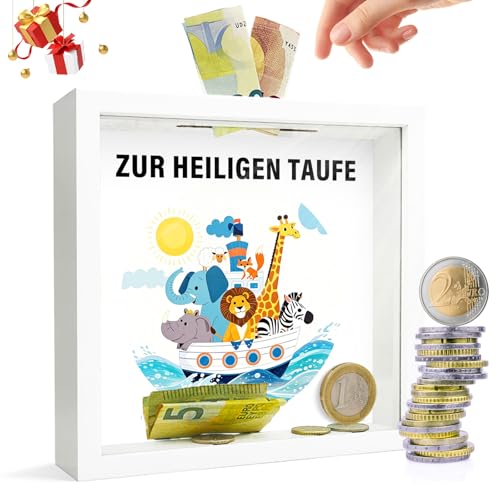 Image of Christening Gifts for Girls and Boys - Christening Gift Money Box Piggy Bank Money Box Money Book Made of Wood Wish Filler Money Gift Packaging First Communion Baby Gifts for Christening Baby Shower