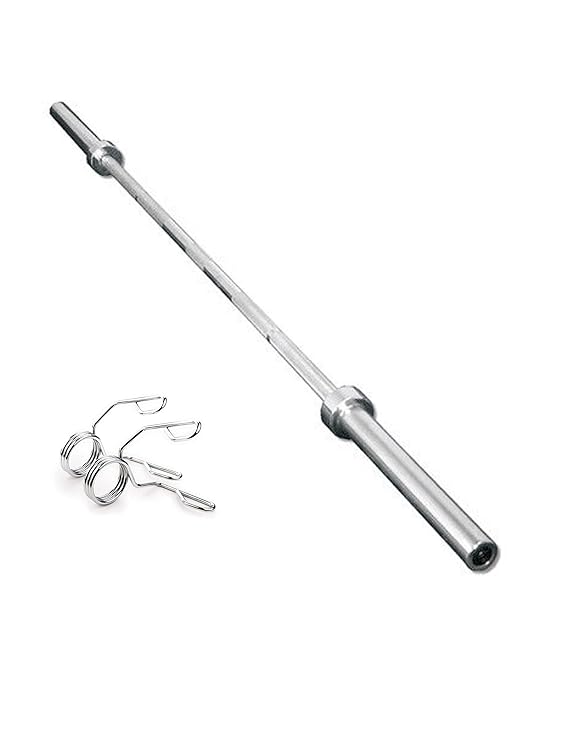 Konark Fitness 5 Feet Straight Olympic Barbell Rod Heavy Weight Lifting Training Gym Fitness Workout (30 mm Internal Dia AND 50mm Outer Dia) with Two Springs Collar
