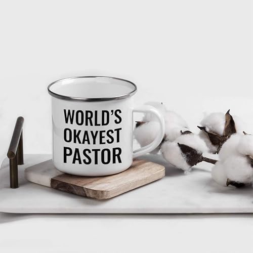 Miniatura 2 de Andaz Press Taza de café de acero inoxidable de 11 onzas, regalo de broma para café, World's Okayest Pastor, paquete de 1, taza de campamento de