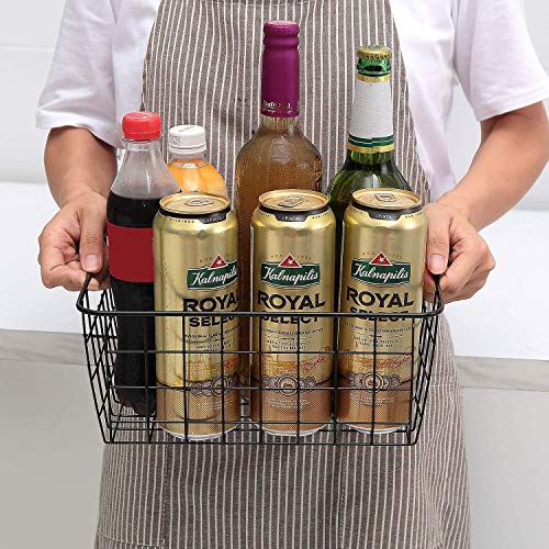 LeleCAT-Black-Wire-Storage-Baskets-Metal-Household-Storage-Organizer-for-KitchenPantry-Shelf-Freezer-BathroomBlack-2-Pack