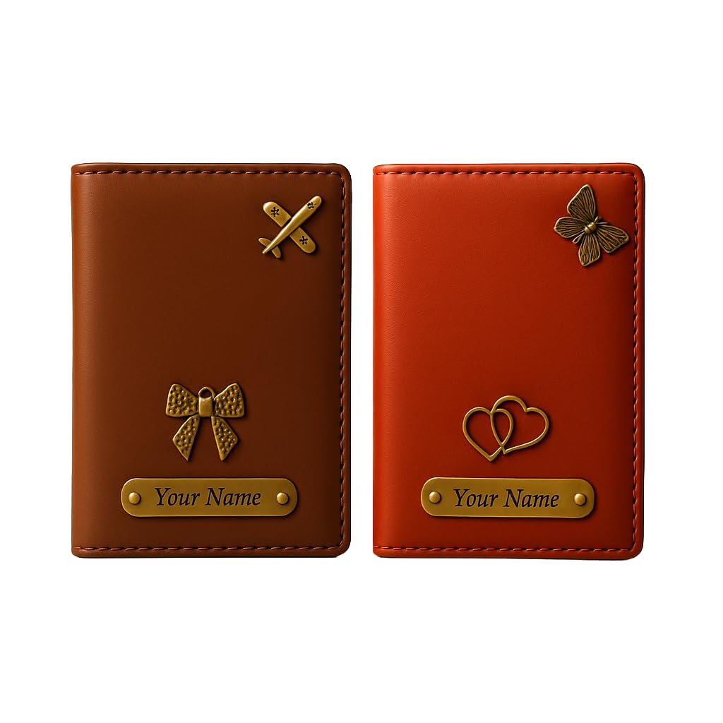 Customized Textured Passport Cover Combo | Passport Holder for Travel with Card Slots & Document Storage (Brown & Red)-image-39