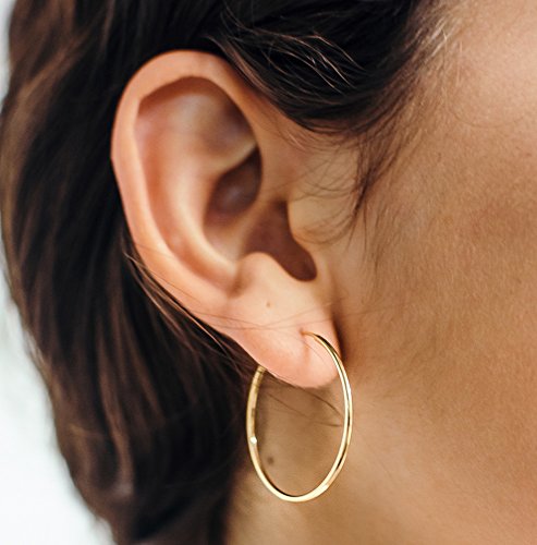 14k Gold Endless Hoop Earrings, 1.25mm Thick Tube2