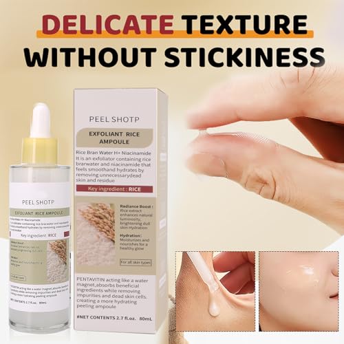 Black Rice Exfoliant,Peel Shot Rice Ampoule Duo Set White and Black Rice Exfoliating facial mask .Reduce blackheads, shrink pores, suitable for all skin types, 2.03Fl Oz (Pack of 2) — view 4