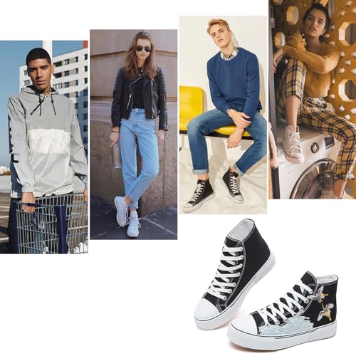 Stylish Black Crane High Top Sneakers for Men and Women - Image 6