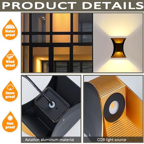 Appliques LED extérieures noires 20W pour éclairage mural