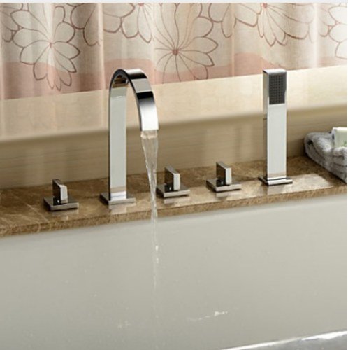 Robinet cascade baignoire haut de gamme chrome 3 boutons avec douchette