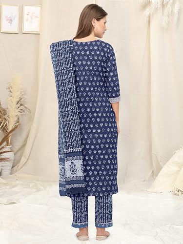 Image of MIRCHI FASHION Pure Cotton Straight Kurta Set with Dupatta | 3 Piece Ethnic Kurta Pant Set Office Wear Salwar Kurta Set for Women