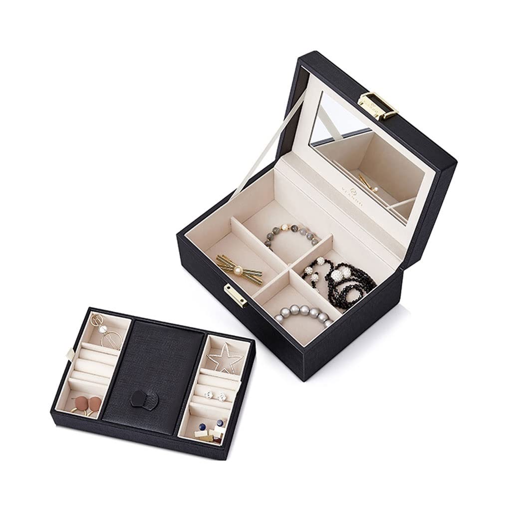 Jewelry Box Organizer Jewelry Box Storage Box Cosmetic Box Ring Earring Necklace Bracelet Watch Small Jewelry Storage Box Built-in Flocking Jewelry Organizer Small (A)