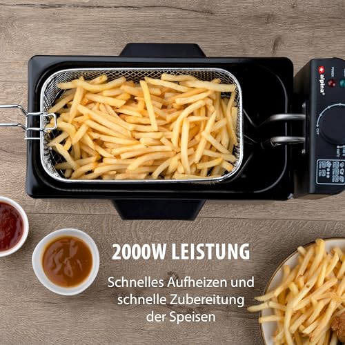 alpina Fritteuse - 3 Körbe - 5 Liter - 2000 Watt - Thermostat bis 190 °C - Anti-Heizung - Edelstahl – Bild 7