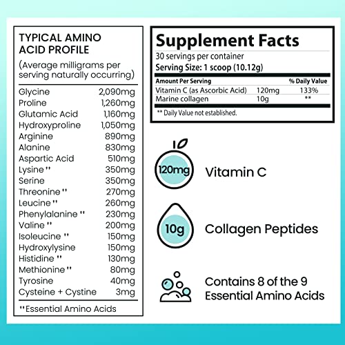Femometer Marine Collagen Peptides Powder Supplement For Skin Hair Nail Joint, Dairy Free, 120Mg Of Vitamin C, Gluten Free, Soy Free, 10.7Oz #TOP6
