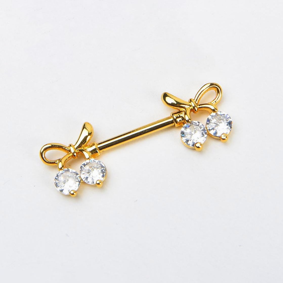 14G CZ Cherry Nipple Rings 316L Surgical Steel Nipple Straight Barbell Dainty Cubic Zirconia Fruit Nipplerings Hypoallergenic Nipple Piercing Jewelry 14mm