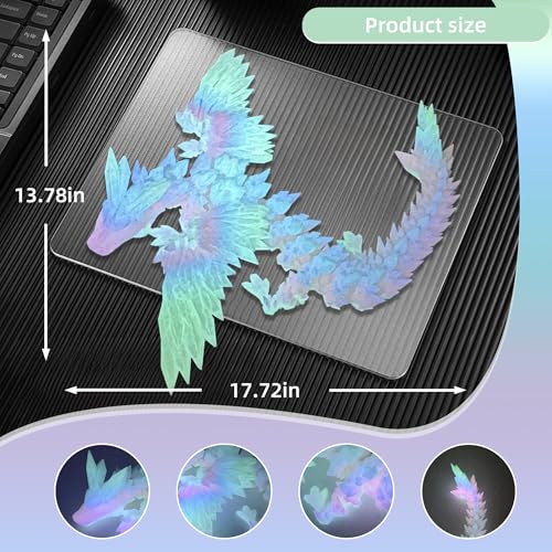 Image of 3D Printed Dragon with Wings - Glow Rainbow, 18 inch Flying Dragon, XL Articulated Winged Crystal Fidget Toy, Home Decor, Birthday Gift, Desk Pet
