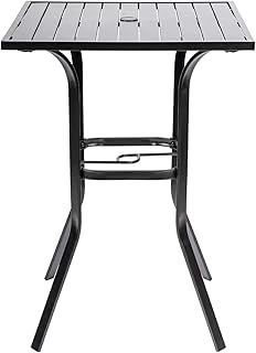 Patio Height Bar Table, Outdoor Bistro Square High Top Dining Table with...