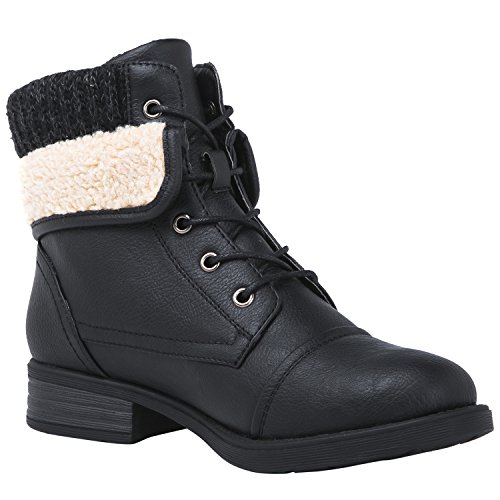 GLOBALWIN Women's Black Combat Boots Dressy Lace Up Ankle Boots For Women Low Heel Size 10M - image 3