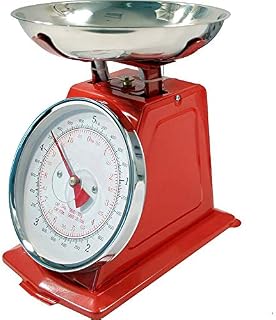 Mechanical Kitchen Scale Traditional Retro Vintage Weighing Scale Bowl Upto 5KG - Red