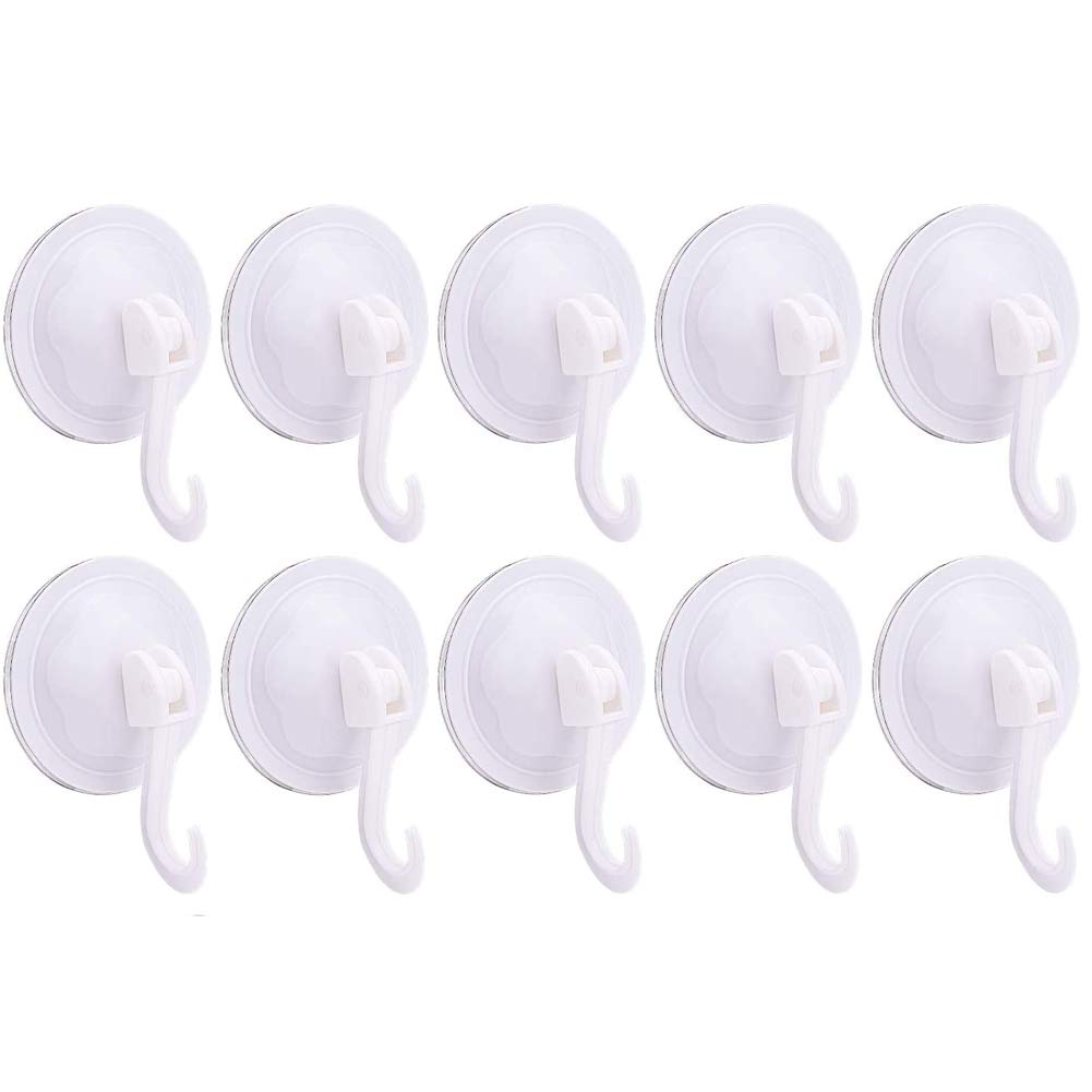 Suction Cup Hook by U-HOOME - 10 PCS Kitchen Suction Cup Wall Hooks Removable Towel Hooks for Bathroom Door, Smooth Tile and Wall