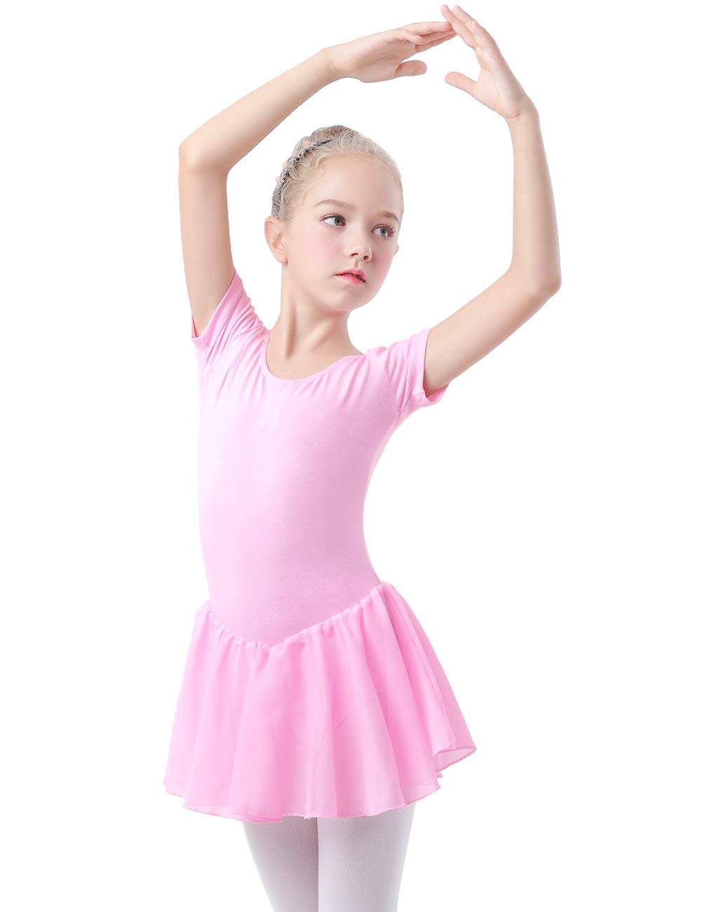 Skirted Leotards Girls Short Sleeve Leotard Dress for Ballet,Dance 2-12T