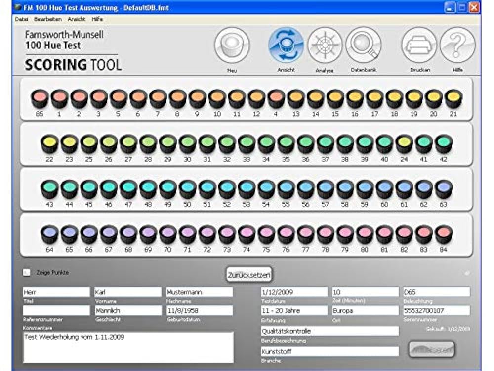 Farnsworth Munsell 100 Hue Test | Color Vision Analysis Tool