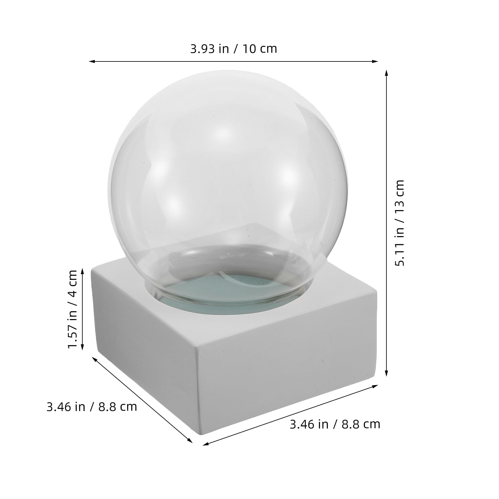 SUPVOX Mini Boule à Neige Vide en Verre 10,7 X 13 Cm avec Base Carrée Blanche, Dôme Transparent pour Bricolage et Décorations de Fêtes, Kit DIY de Boules à Neige Vides pour Créations