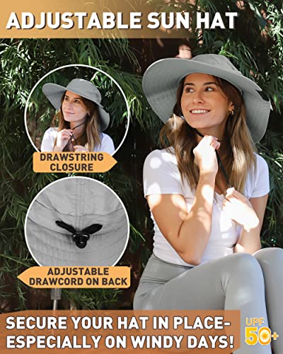 Tirrinia Womens Sun Hat Extra Wide Hard Brim Large Boonie Fishing Safari Hiking Cap #TOP2