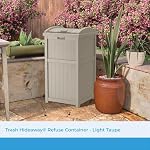 Suncast Hideaway Outdoor Trash Can with Lid - 30 Gallon Trash Can, Light Taupe, Decorative Wicker-Style Garbage Bin, Weather-Resistant Resin Fits 30-33 Gallon Bags, Ideal for Patio & Yard, Made in USA - Image 2