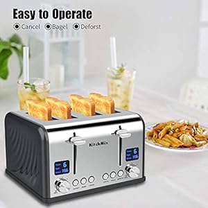   Toaster-4-Slice-Bagel-Stainless-Toaster-with-LCD-Timer-Extra-Wide-Slots-Dual-Screen-Removal-Crumb-Tray-Gray