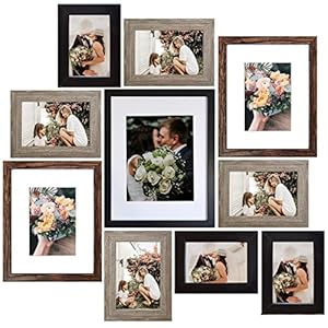 SESEAT Picture Frames Collage Gallery Wall Frame Set with 11×14 8×10 5×7 4×6 Frames in 3 Different Finishes Set of 10