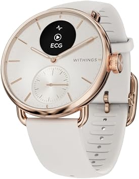 Withings ScanWatch 2, Hybrid Smartwatch, ECG, 38mm, Rose Gold | ECG with AFib detection, Sleep Score, 40+ activities auto-detected, SpO2, Menstrual cycle tracking