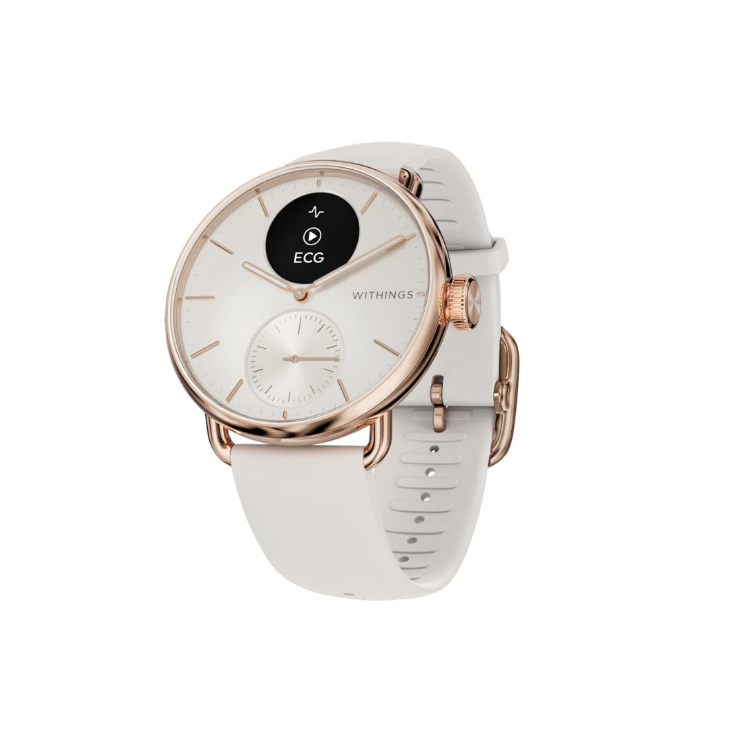 Withings ScanWatch 2 Heart Health Hybrid Smart Watch for Men and Women - ECG, SPO2, Temperature Monitoring, Sleep Tracking, Respiratory Health, Cycle Tracking, Life Time