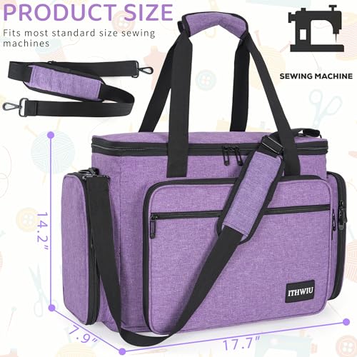 Image of Sewing Machine Carrying Case with Multiple Storage Pockets Large Capacity, Universal Tote Storage Bag Compatible with Most Standard Singer, Brother, Janome