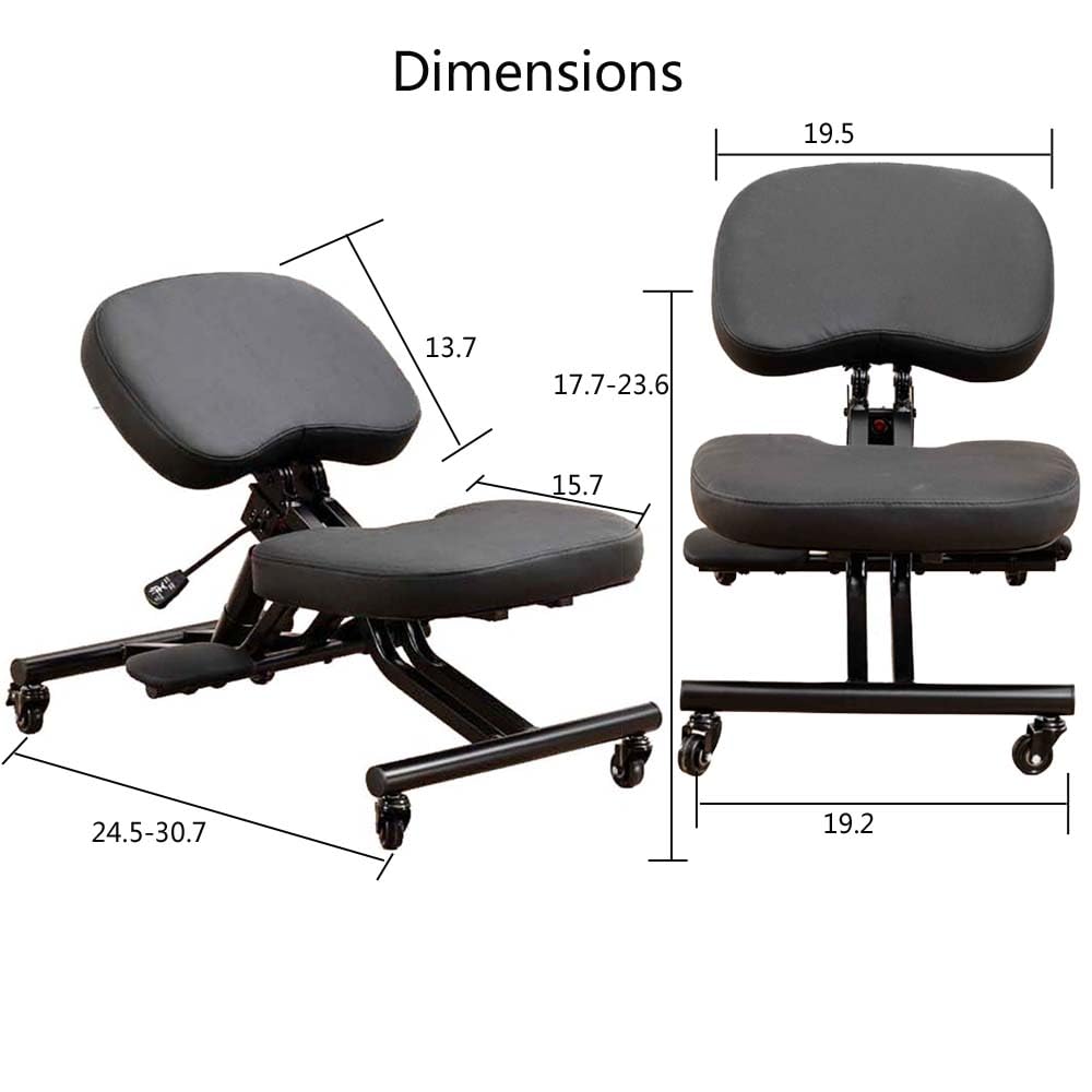 Chaise ergonomique avec repose-pieds, tabouret à genoux multifonction pour la maison et le bureau, verticalement votre posture avec un siège incliné, noir