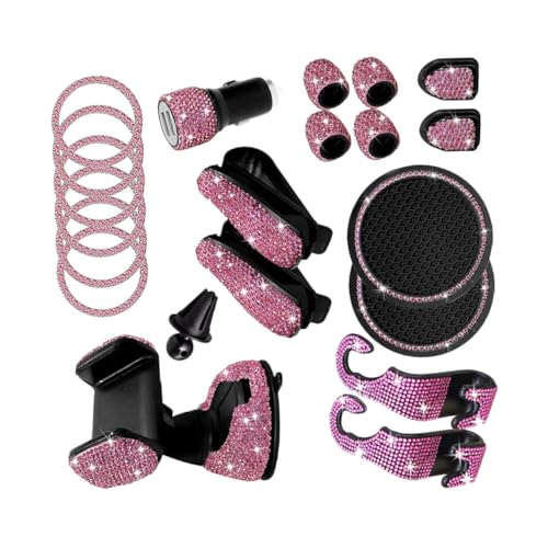 TINEASUR 装飾セット 車用充電器 携帯電話マウント 車用フック 女性 家族向け な車内アクセサリー