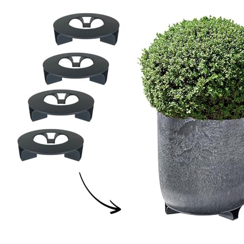 terraced® - 4er Set - Blumentopf Untersetzer - Farbe: Anthrazit - Rund -...