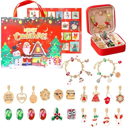 Reviews de Calendarios de adviento los más recomendados. 43 Calendario de Adviento de Navidad, ZRJJTQ 24 Días Calendario de Cuenta Regresiva, Cuentas DIY para Juego de Pulseras con Joyero con Regalos para Niñas