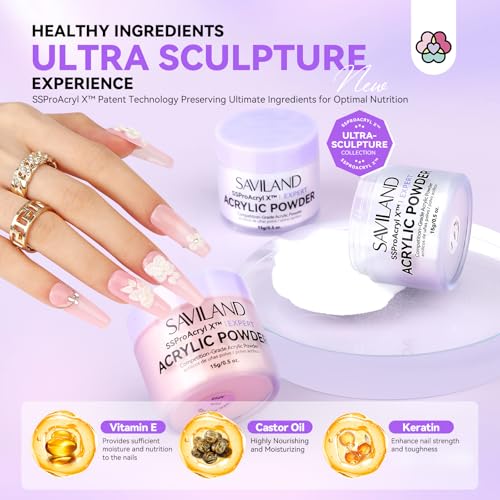 Image of SAVILAND Professional Acrylic Nail Kit with Drill: Nail Kit Acrylic Set with 4OZ High Volumn EMA Monomer Nail Table Mat Essential Oil Nail Brush Nail Drill Kit Nail Extension Carving Women DIY Salon