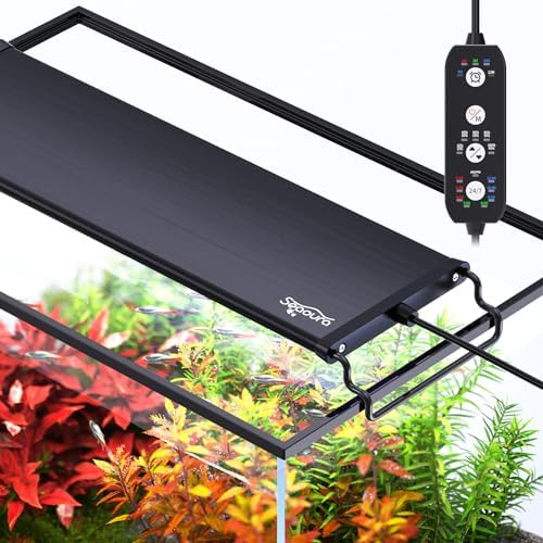 SEAOURA 24/7 Mode LED Aquarium Light for Plants-Full Spectrum Fish Tank Light with Timer, Auto On/Off, 7 Colors, Adjustable Brightness, 3 Modes for Freshwater Tank (30cm)