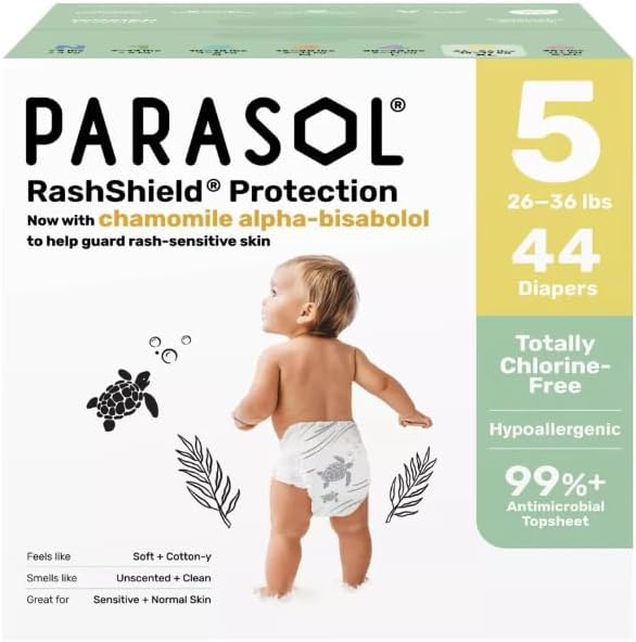 para~sol Size 5 Disposable Baby Diapers, Chlorine-Free, RashShield Protection, Gentle for Sensitive Skin, 44 Count (Pack of 1)