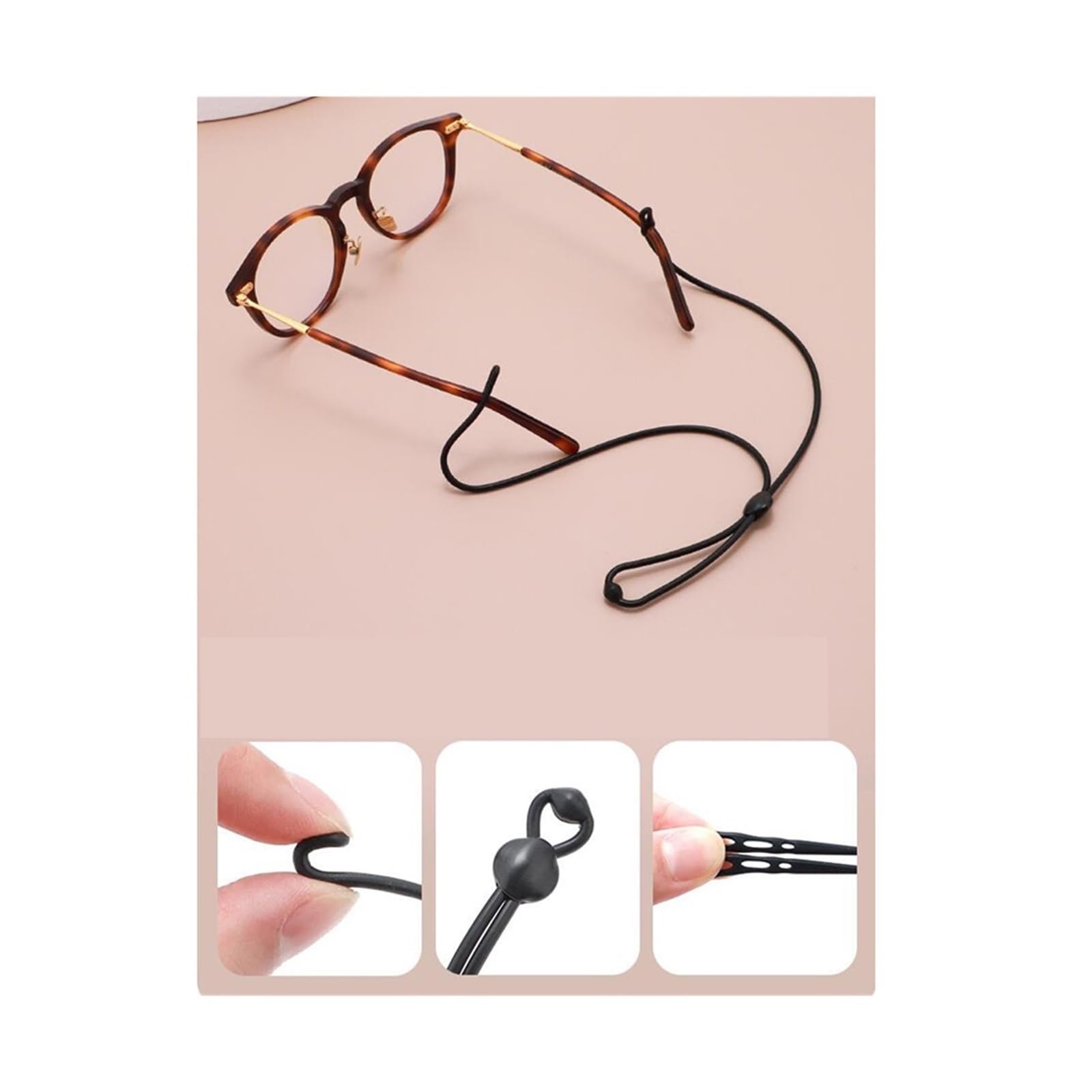 10pcs Silicone Three Hole Glasses Cord Pour Lunettes