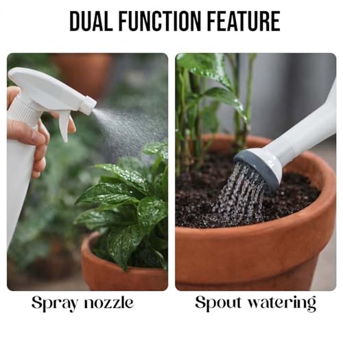 Image of Go Hooked 2in1 Plant Watering Can with Spray Bottle & Shower Head 1 Litre | Multi-Purpose Garden Water Sprayer for Indoor Plants, Balcony Garden & Nursery | Plastic Watering Pot with Handle (White)