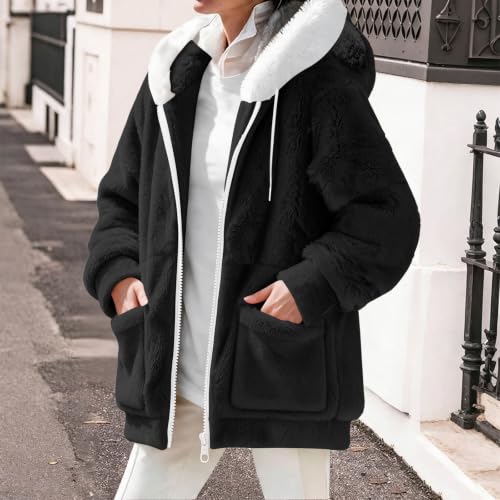 FPMLUXLL Womens Fleece Jacket Oversized Zip Up Hooded Casual Winter Coat - image 2
